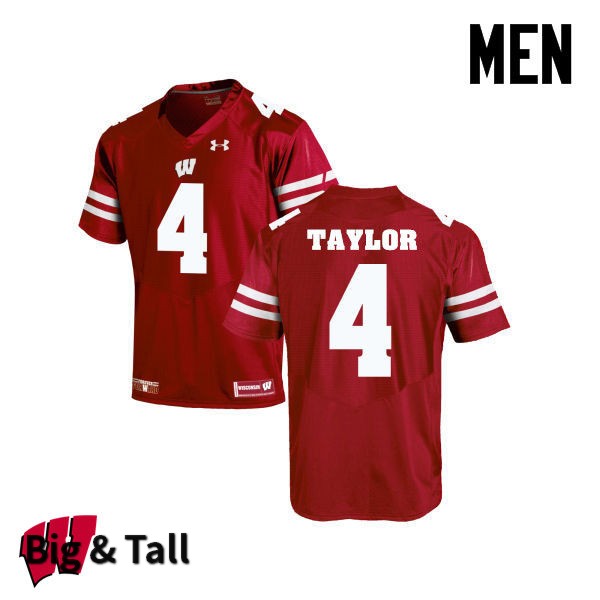 Wisconsin Badgers Men's #4 A.J. Taylor NCAA Under Armour Authentic Red Big & Tall College Stitched Football Jersey XK40I78MM